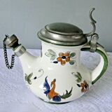 Ceramic belly pitcher lid and spout closed capodimonte chimeric decoration