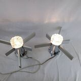 Pair of vintage Italian chrome and glass wall lights, 1960s Sciolari.