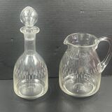 Carafe et pot à eau cristal taillé xxe decanter, déco chambre d'hôte