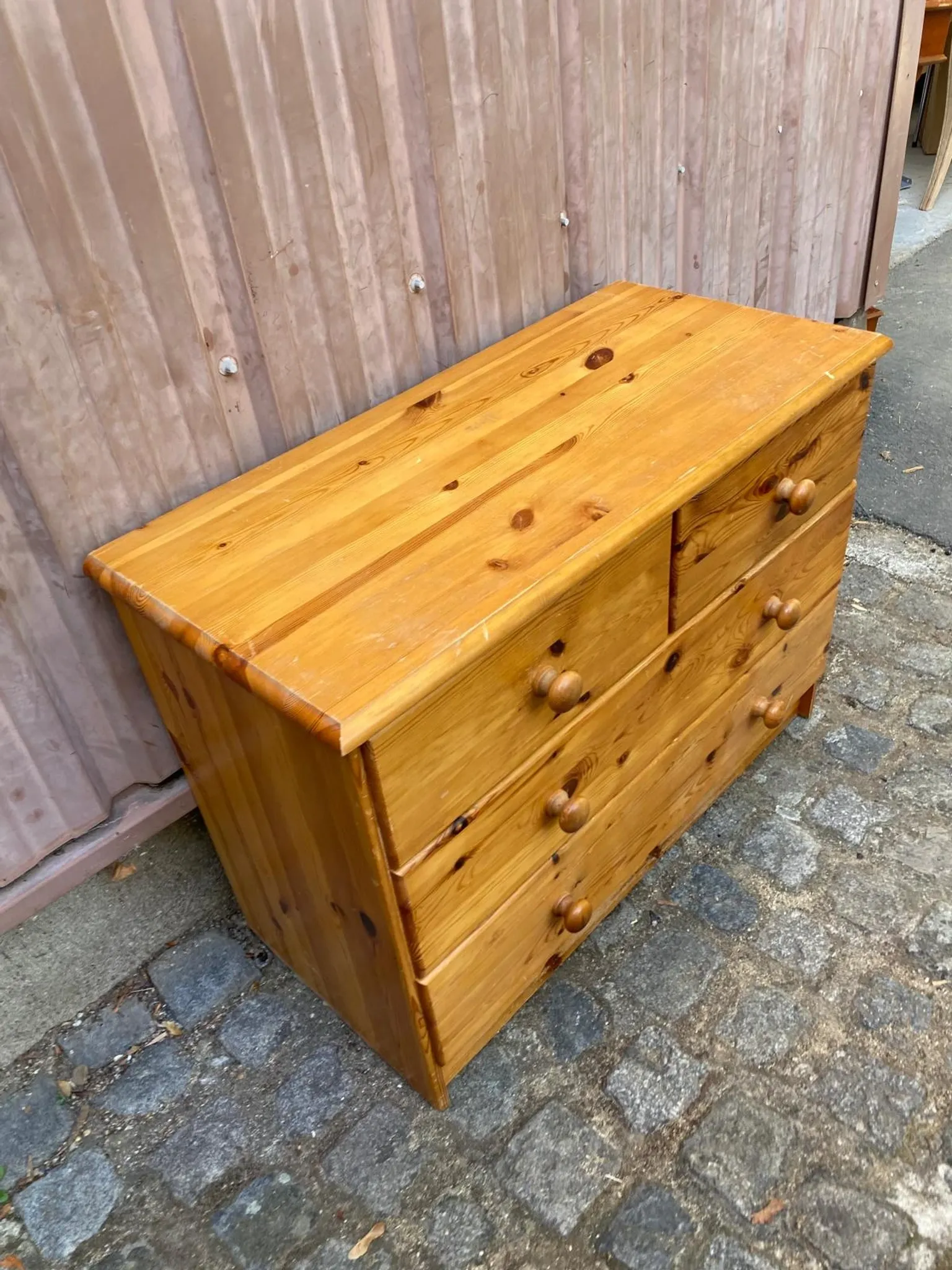 4-Drawer Chest in Solid Pine — Scandinavian / Chalet Style 1980