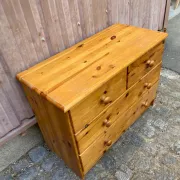 4-Drawer Chest in Solid Pine — Scandinavian / Chalet Style 1980