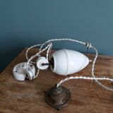 Adjustable "rise and fall" suspension, opaline and porcelain rise and fall