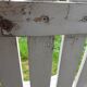 Pair of iron and old wood garden chairs
