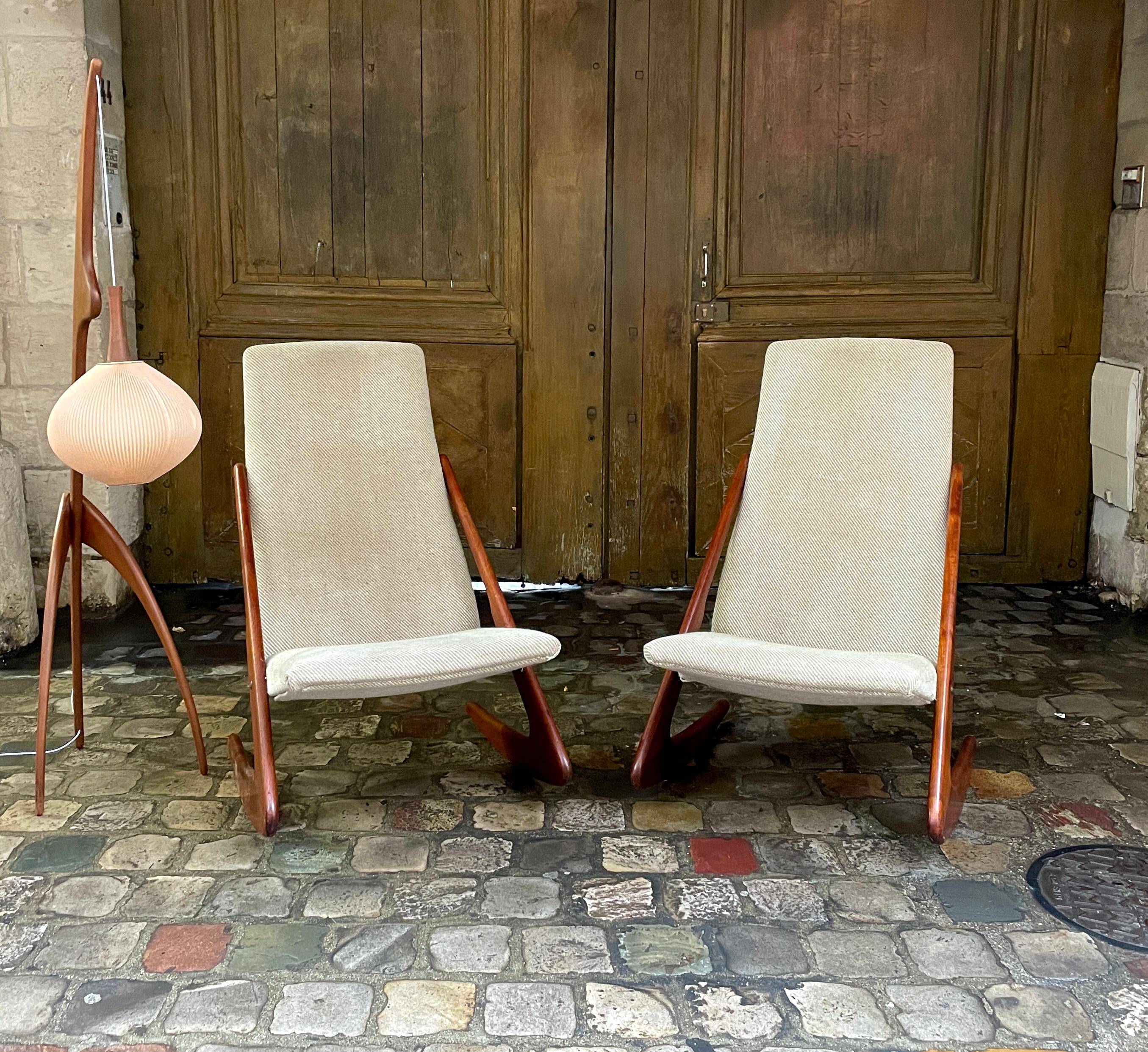 Pair of Danish armchairs model Boomerang by Mogens Kold