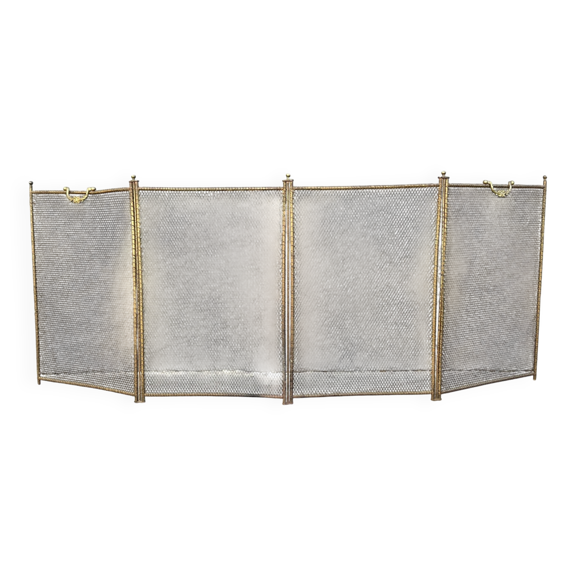 Antique fireplace screen from the 19th century, Napoleon III spark guard.