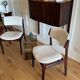 Pair of vintage Scandinavian chairs by Erik Buch model 49 in cream velvet.