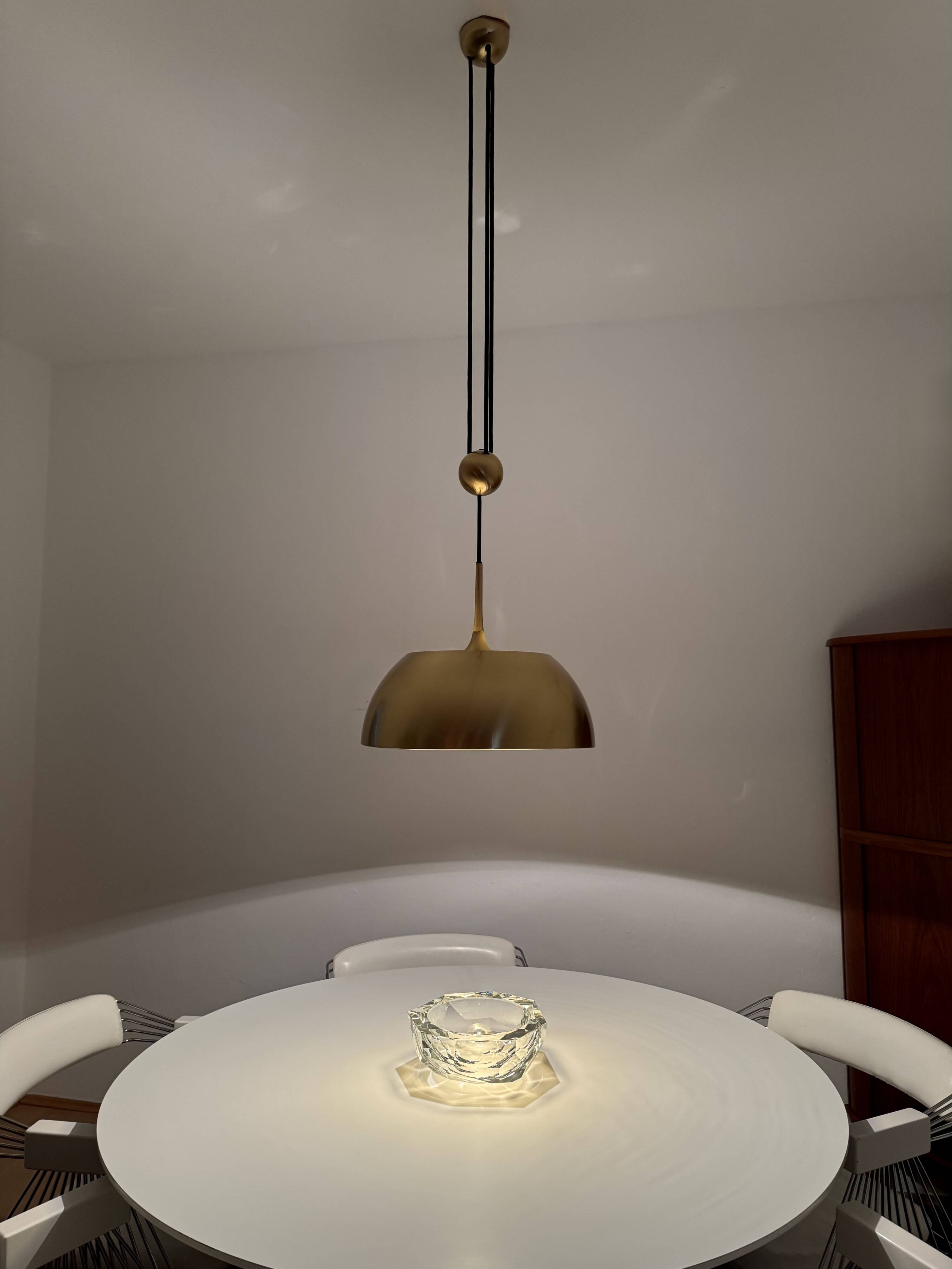 Breathtaking Brass Pendant Lamp with Counterweight by Florian Schulz