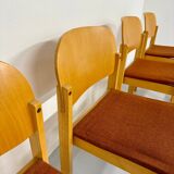 Lot of 8 old Scandinavian design wooden chairs from the 80s vintage