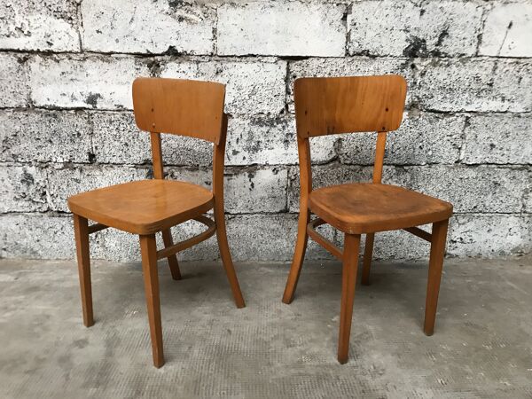 Paire de chaises en bois Thonet de bistrot vintage 1950
