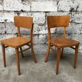Pair of wooden chairs Thonet vintage bistro 1950