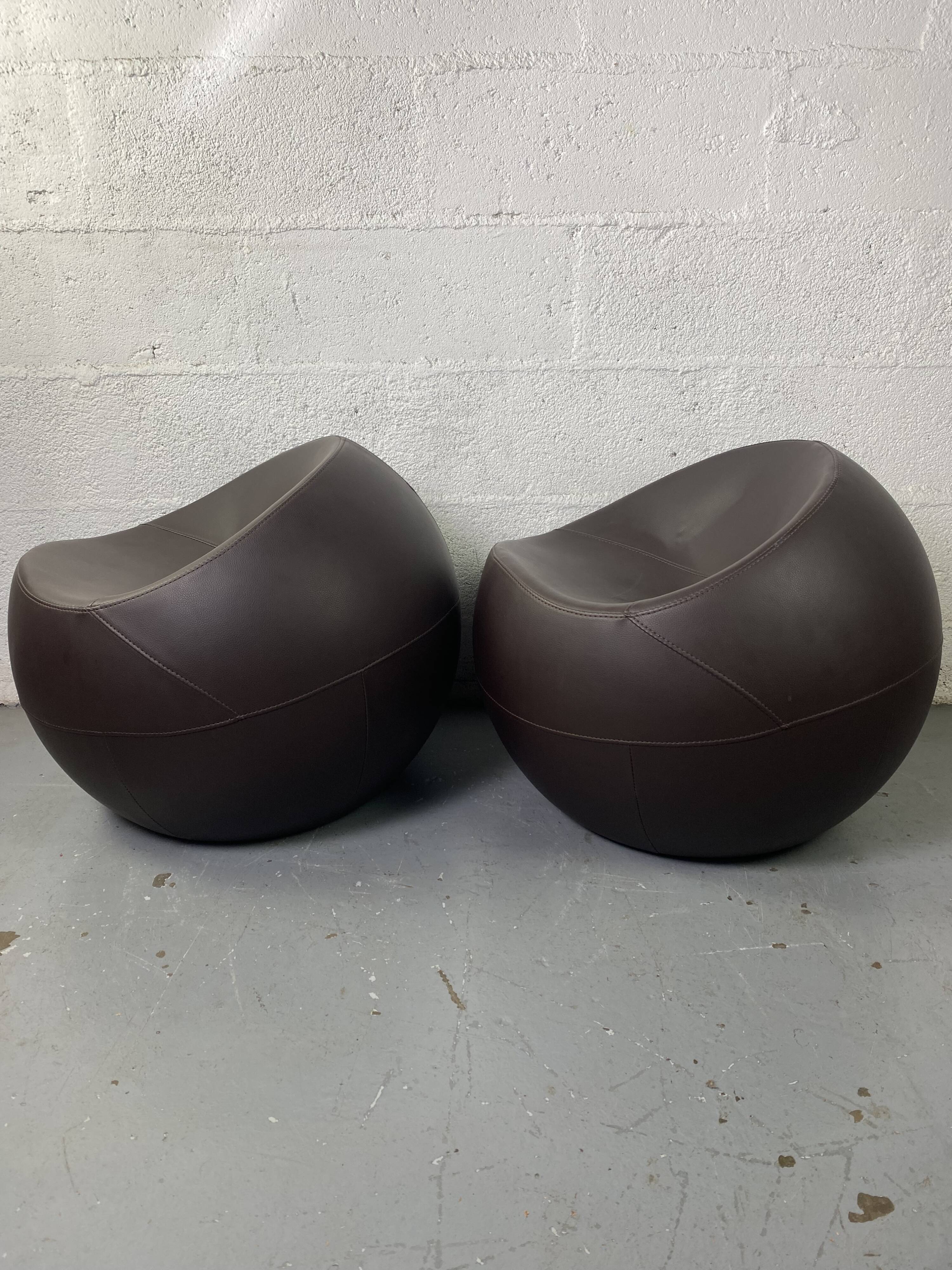 Brown Leather Ball Chair by Finn Stone