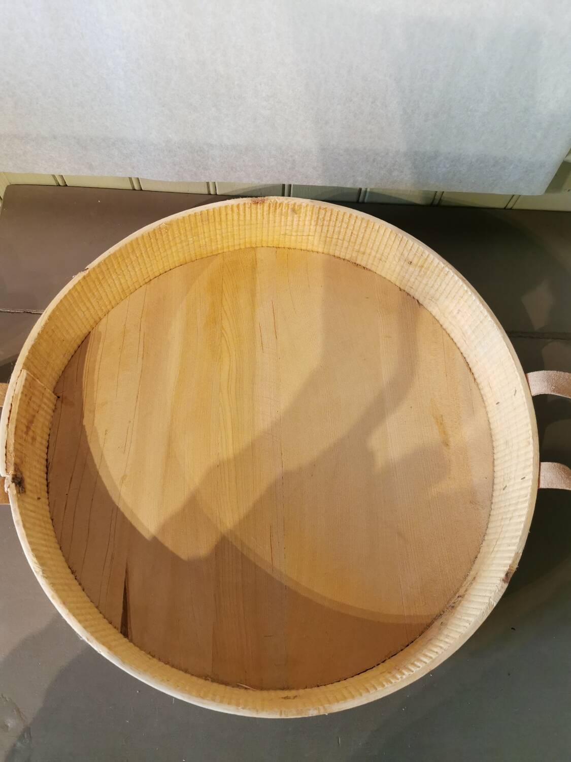 Large wood and leather tray Morocco