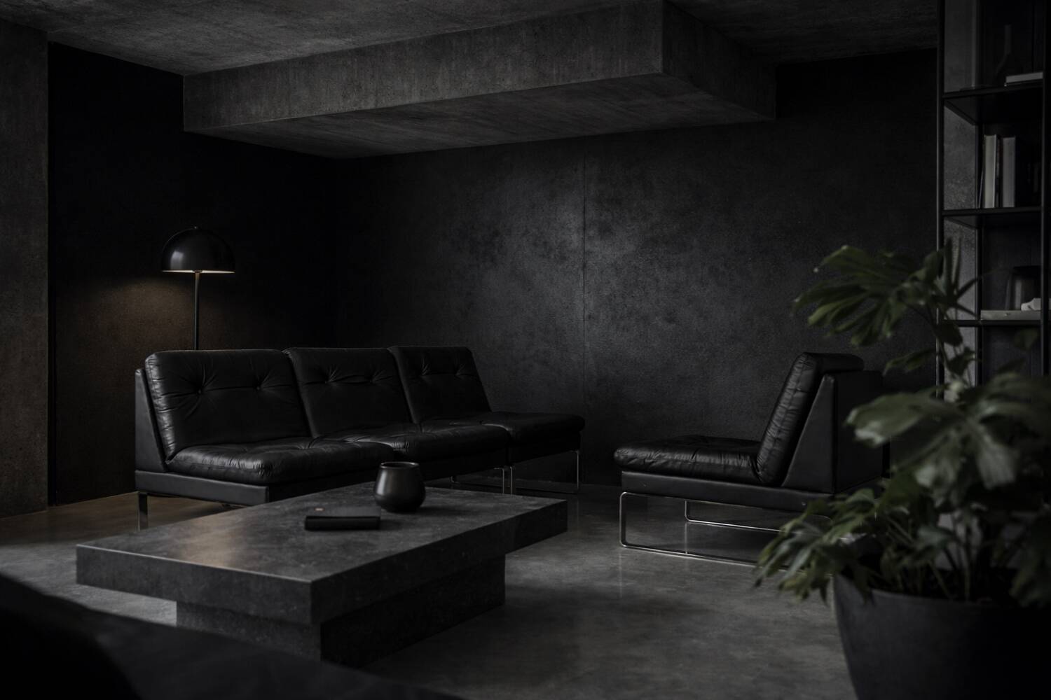 Vintage Mid-Century German Modern Minimalist Leather and Chrome Modular Sofa