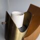 Vintage Wood, Brass and Two-Tone Oval Glass Wall Lamp, Italy, 1970s
