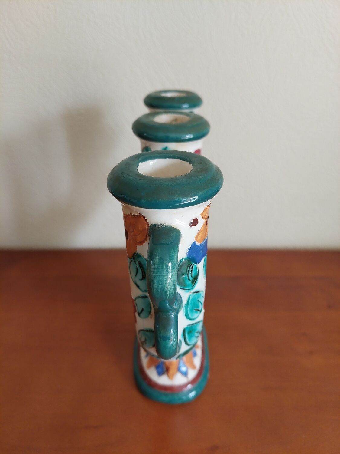 Pair of Monaco Cerart candlesticks floral decor 1950 1960