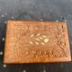 Jewelry box or card box in chiseled wood and vintage mother-of-pearl