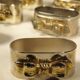 8 ronds de serviettes argent et or