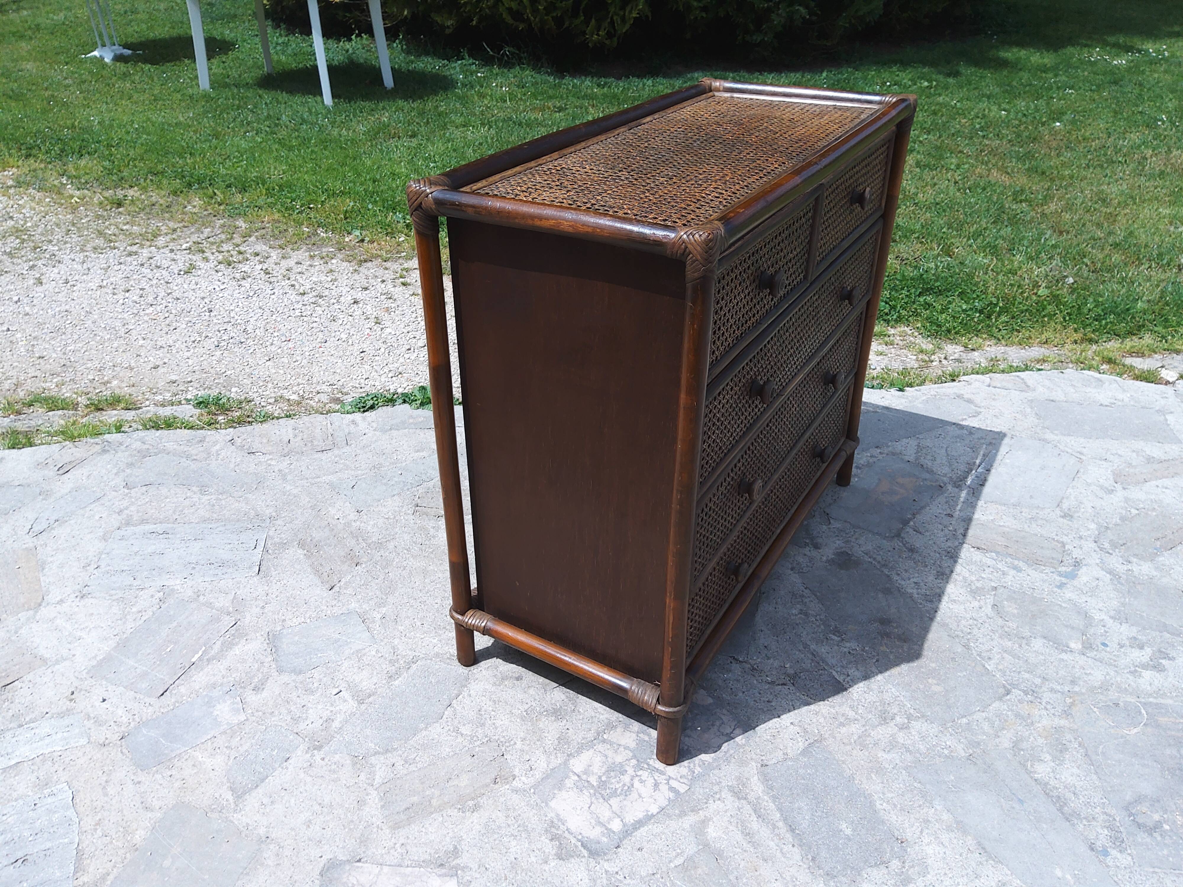 Rattan chest of drawers