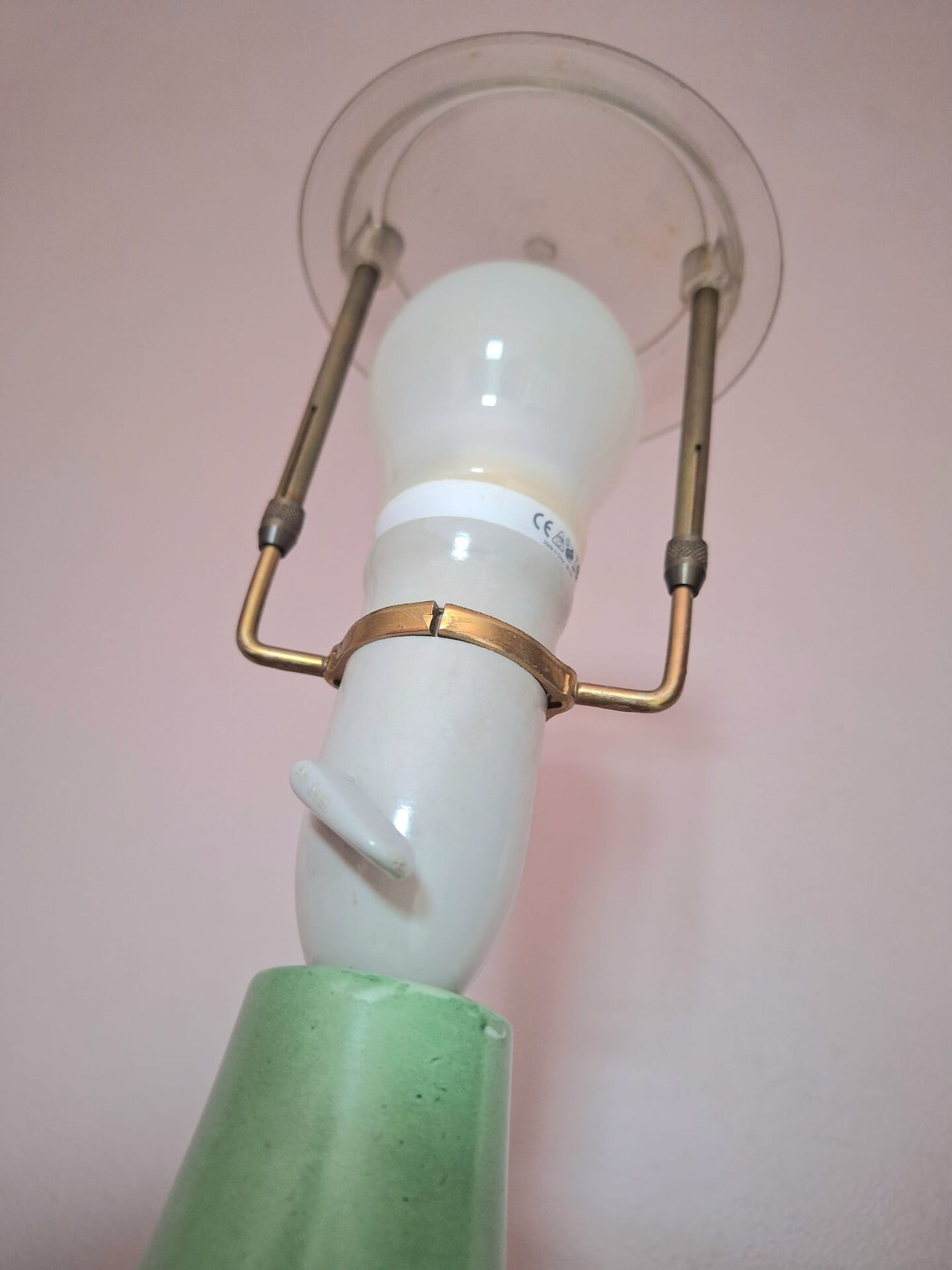 Vintage ceramic lamp, AK Kaiser, Germany, antique light fixture.