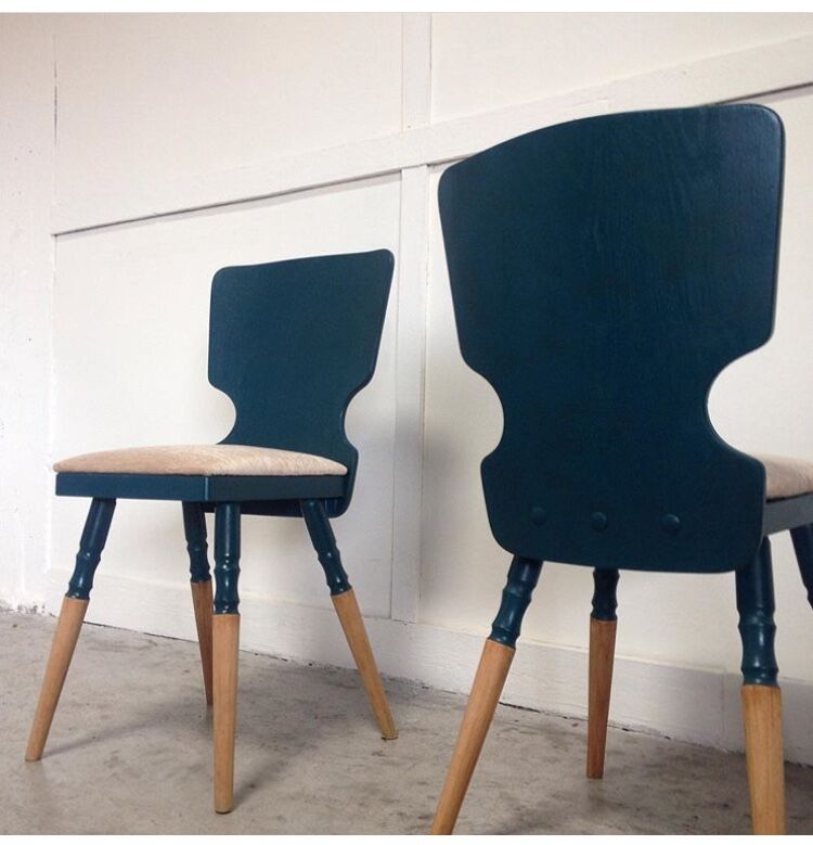Pair of petrol blue scandinavian chairs