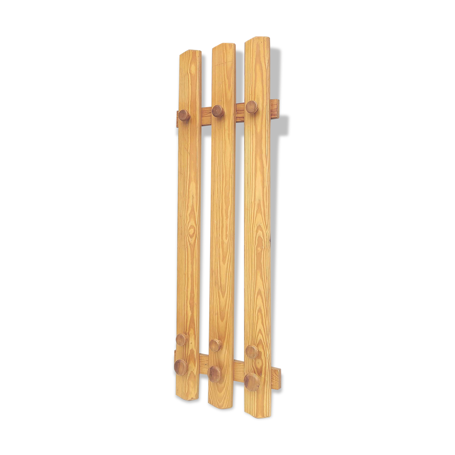 Vintage wooden coat rack wardrobe 9 hooks