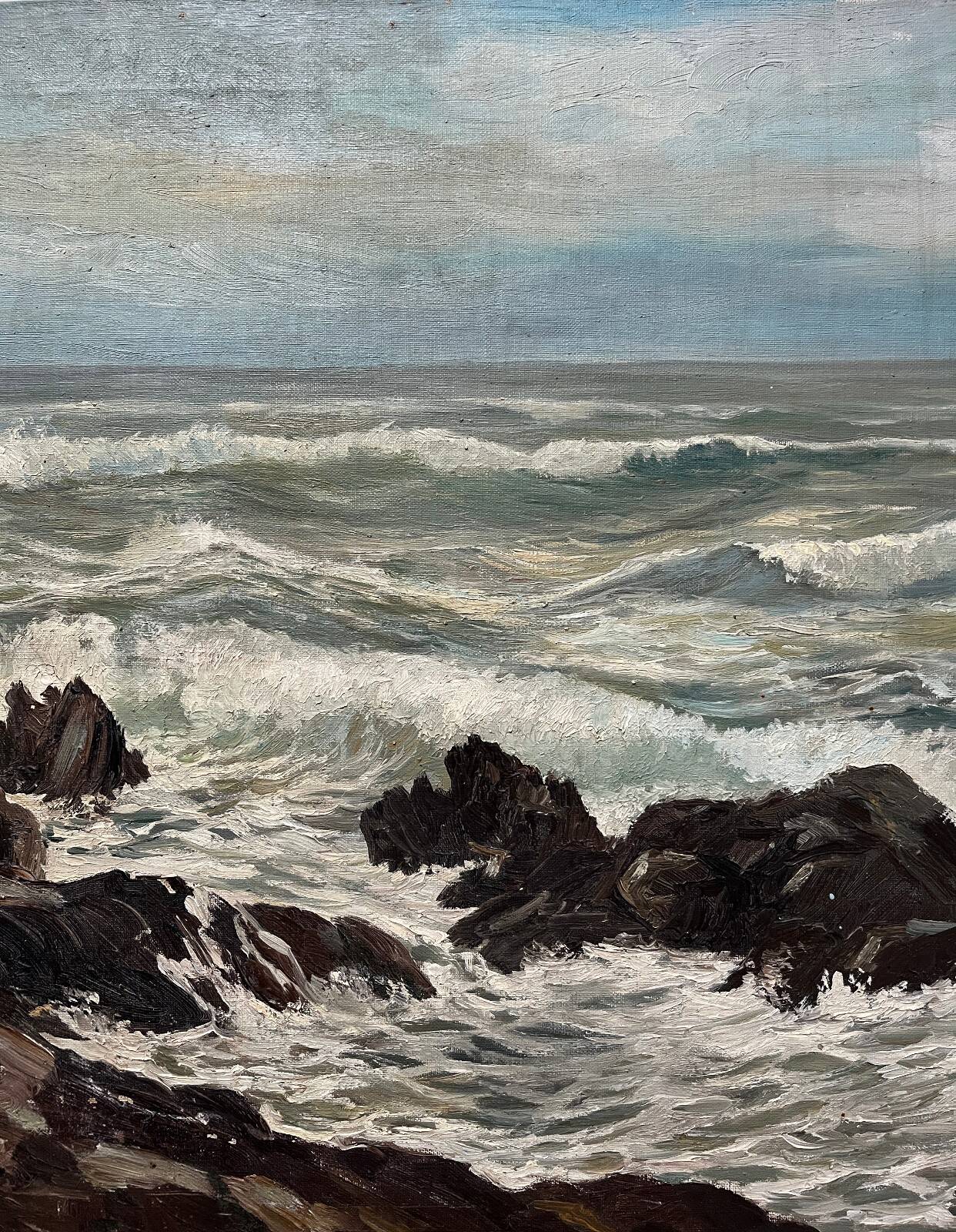 Tableau HST "Marine - rough sea" signed Jacques Jourdan