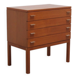 Swedish chest of drawers in teak with metal pulls, 1970s