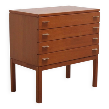 Swedish chest of drawers in teak with metal pulls, 1970s