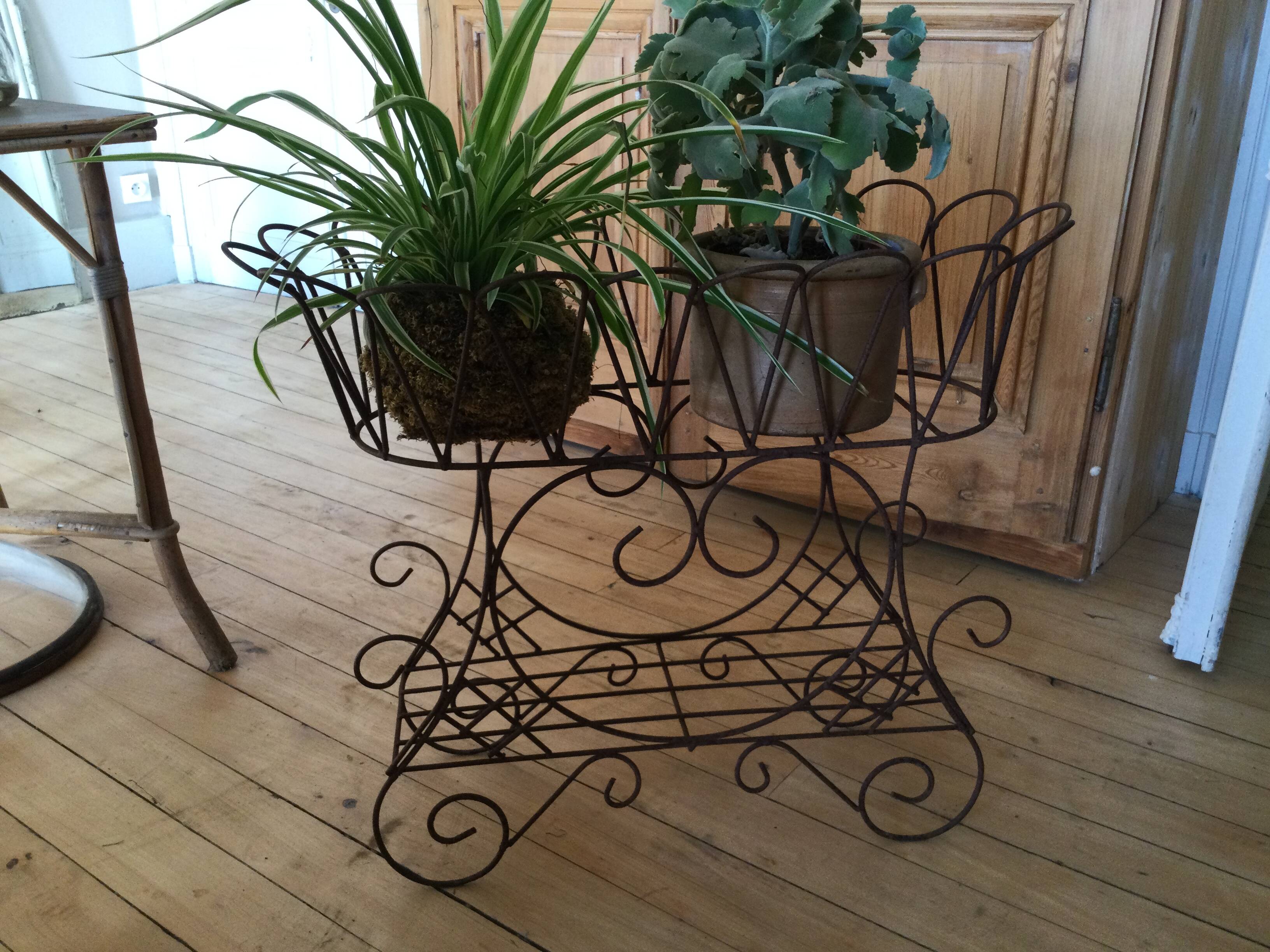 Antique iron plant stand