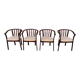 Suite de 4 fauteuils bois vintage années 80