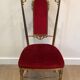 Suite de 4 chaises en laiton et velours rouge