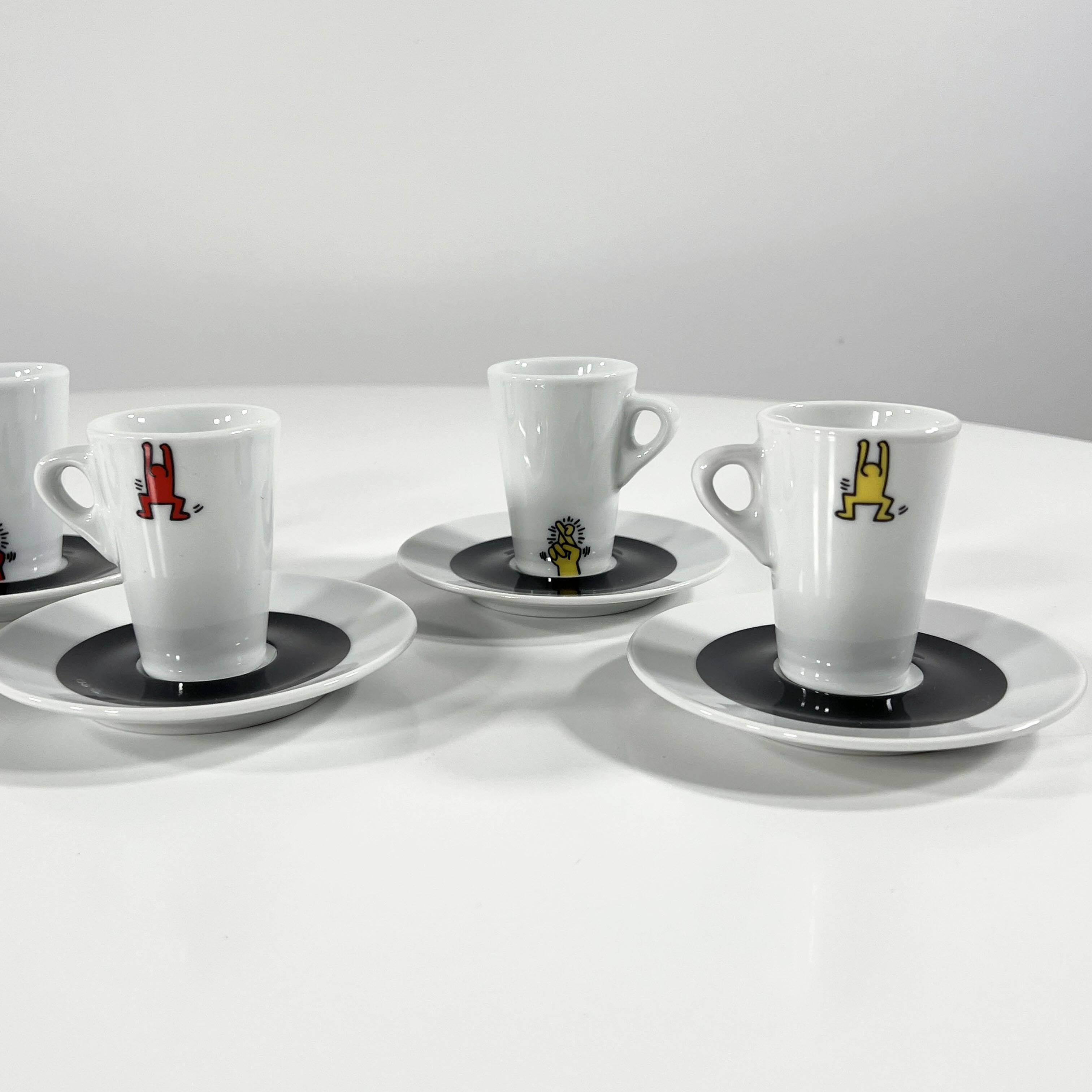 Set of 6 Espresso Cups by Keith Haring for Tognana, 1990