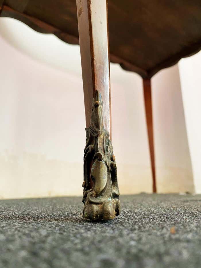 Game table Louis XV style, Napoleon III period (bronze fall and bronze belt, marqueteri