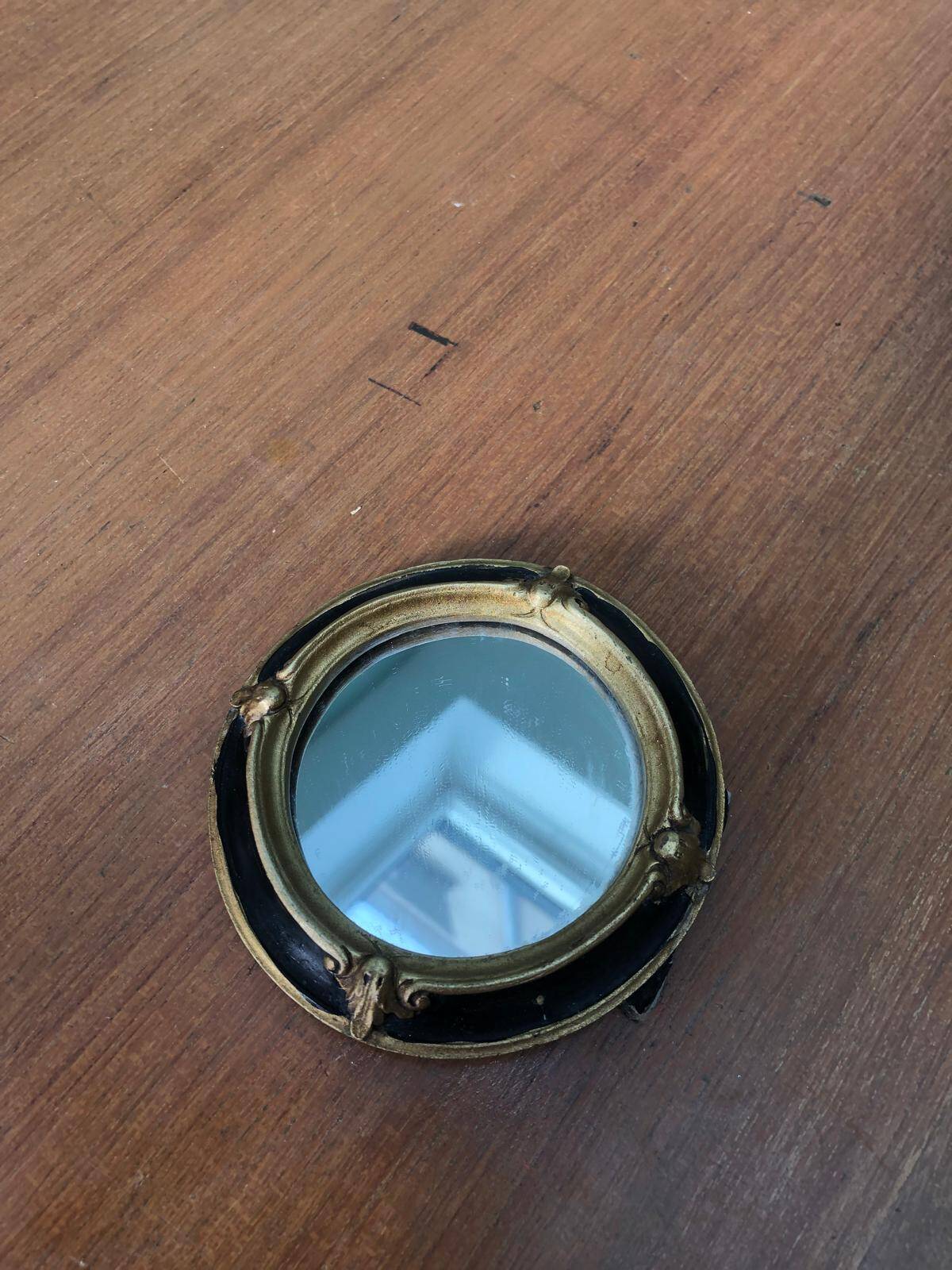 Petit miroir ancien bois noir et doré