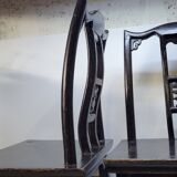 Paire d'anciennes chaises fauteuils Tabourets chinois XIXème en bois laqué noir