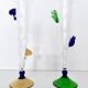 Pair of Transparent Murano Glass Flutes with Colored Details, Italy, 1980s