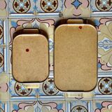 Duo of Art Deco serving trays in gold anodized aluminum and glass - MB Italy