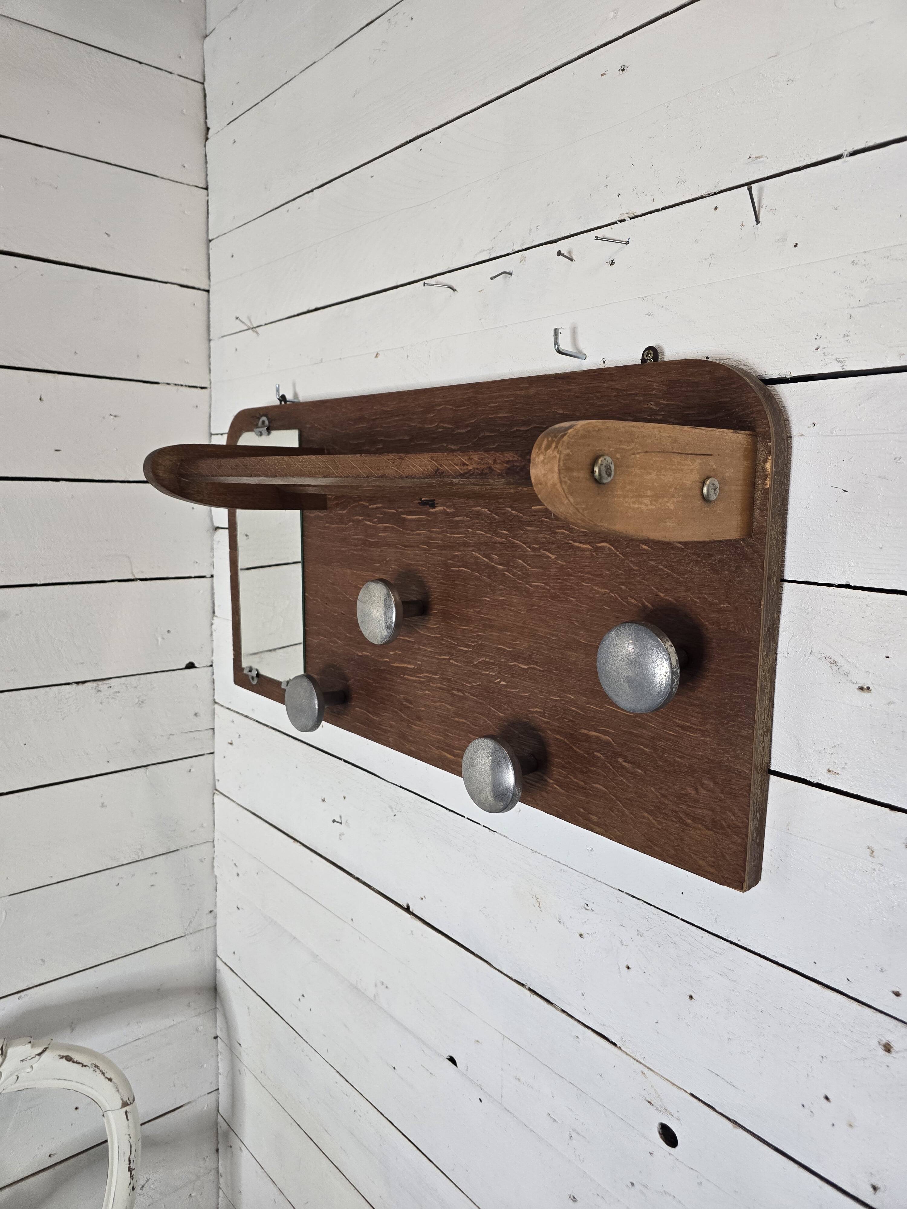 Vintage 60s oak coat rack