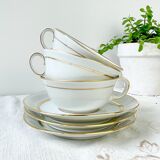 Service à thé/café vintage en porcelaine Bernardaud & Cie Limoges France blanche doré