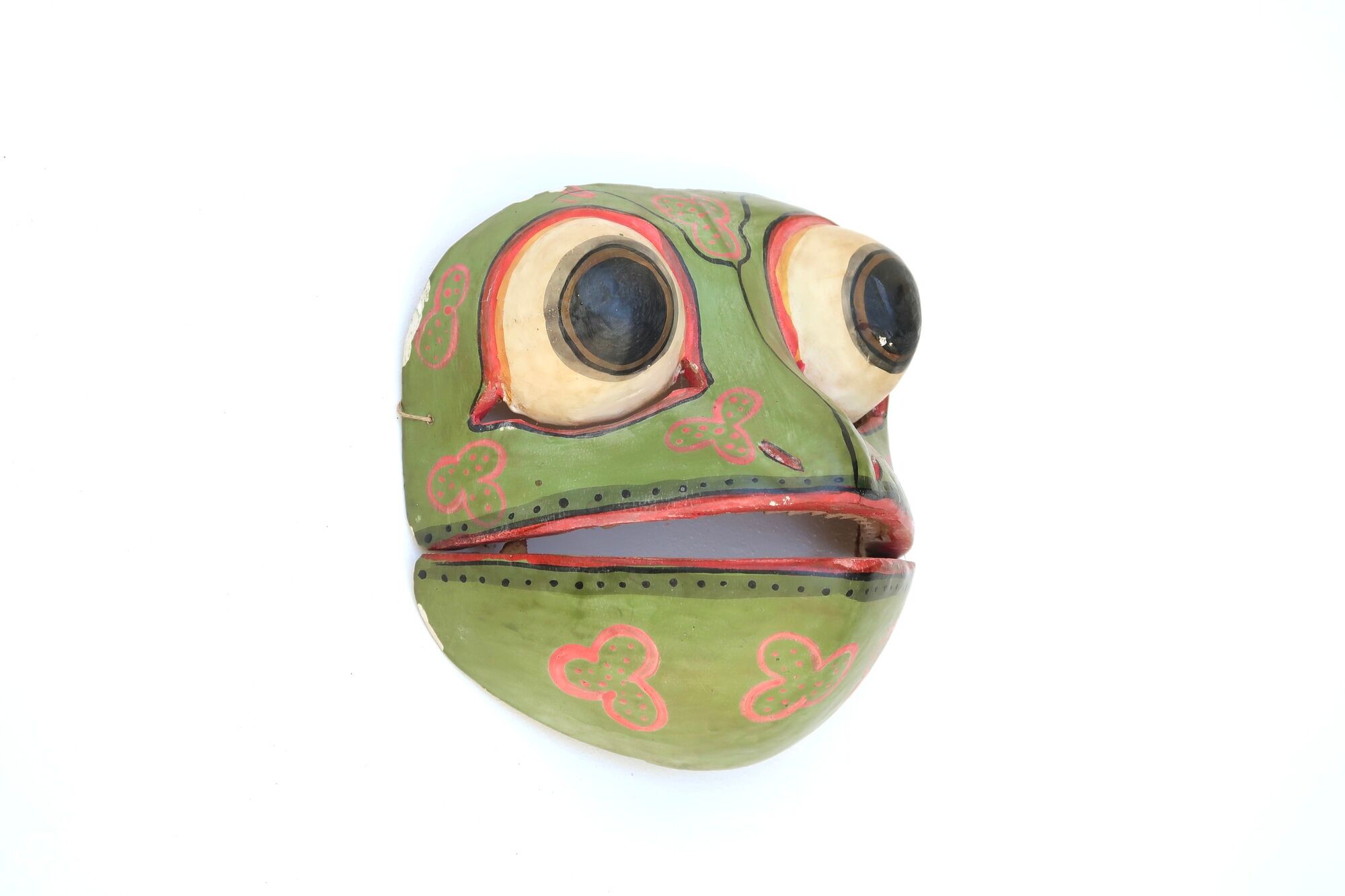 Articulated frog mask made of Bali wood, 80s