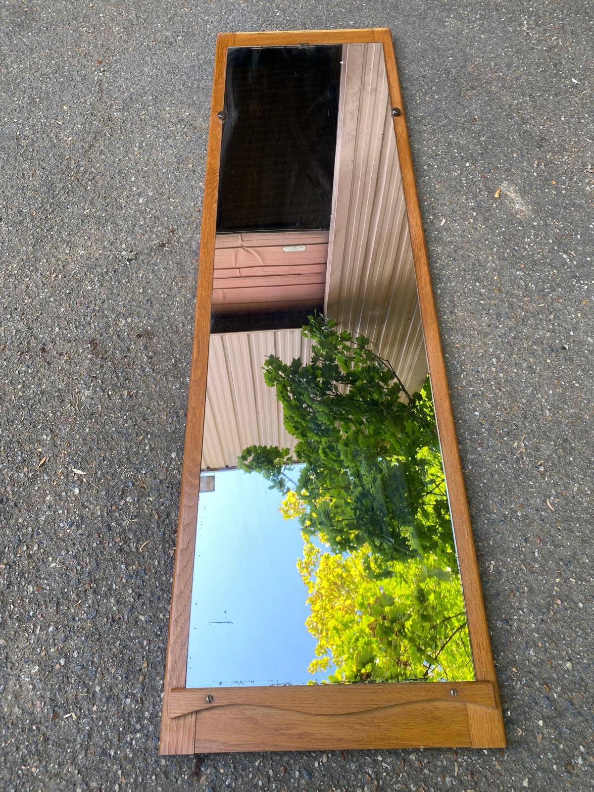 Vintage Scandinavian mirror in solid oak 42x148.