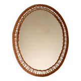 Oval mirror with woven rattan frame 63x47