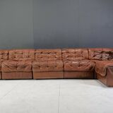 Vintage modular patchwork leather sofa DS11 by Desede, 1960s