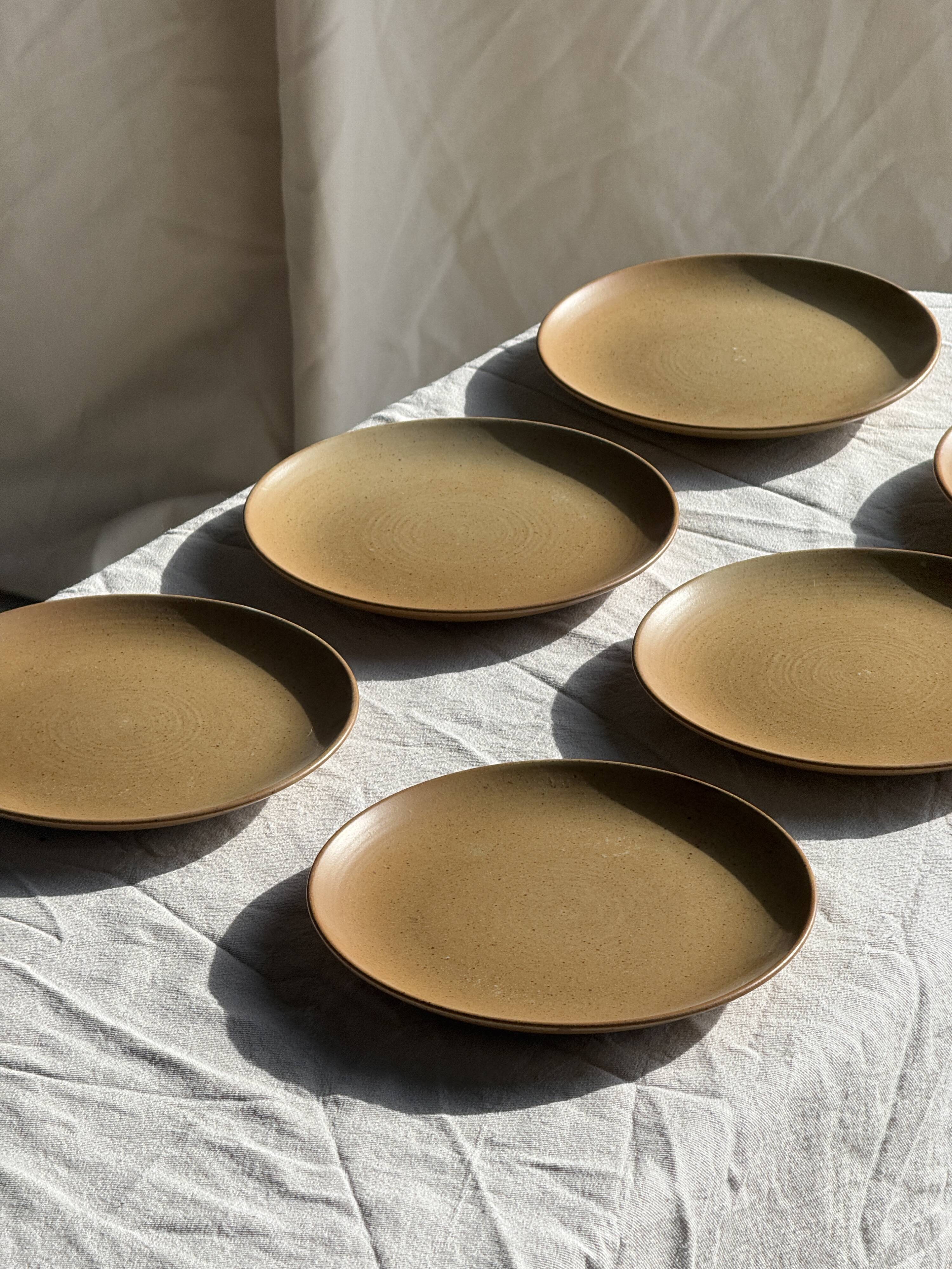 Set of 6 dessert plates in stoneware Village France D20