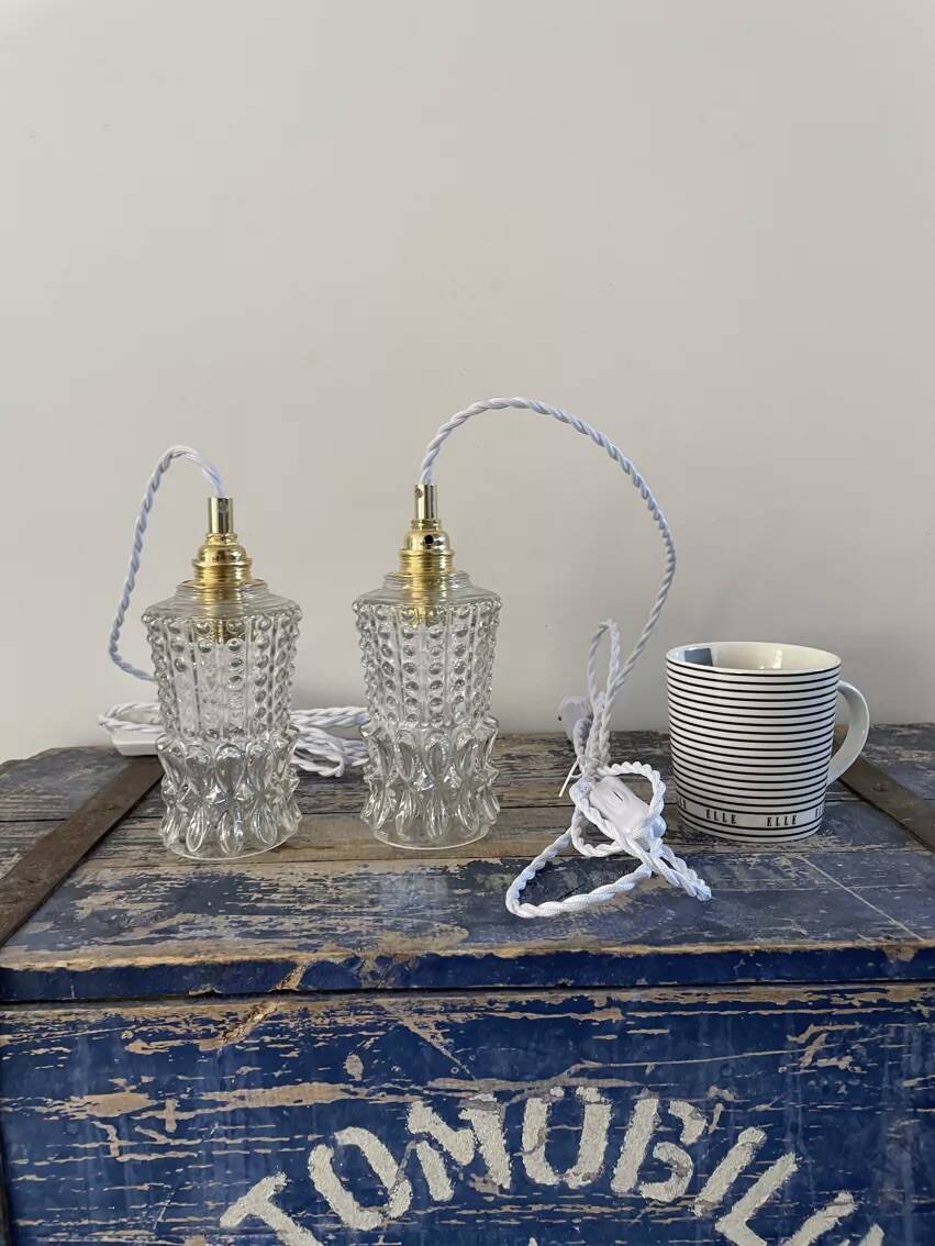 Lot de deux baladeuses en verre scandinave