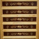 Pair of tall hardwood chests of drawers, walnut and marble.
