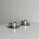 Designer stainless steel cups with tray and spoon