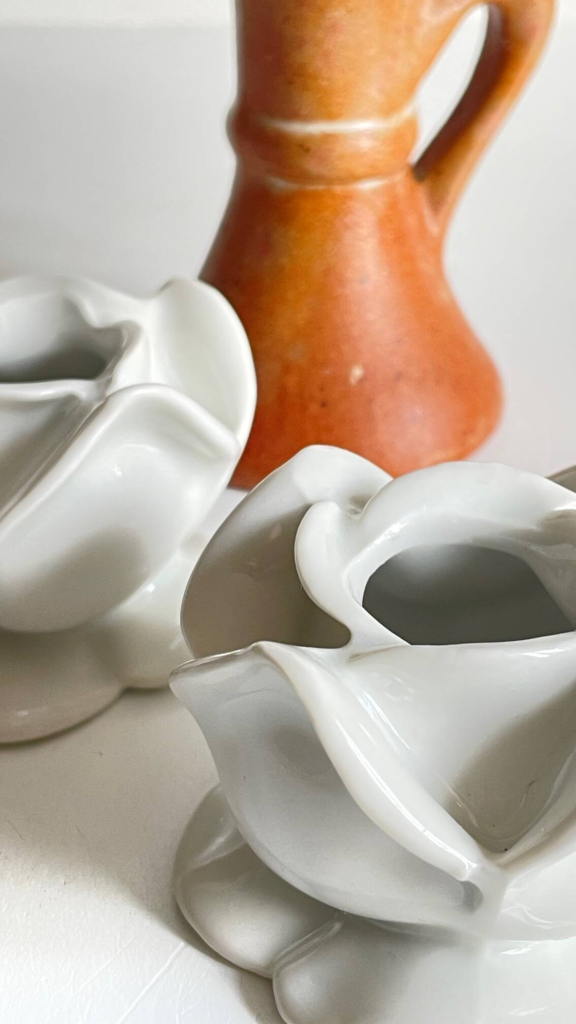 Lot bougeoirs porcelaine et grès vintage