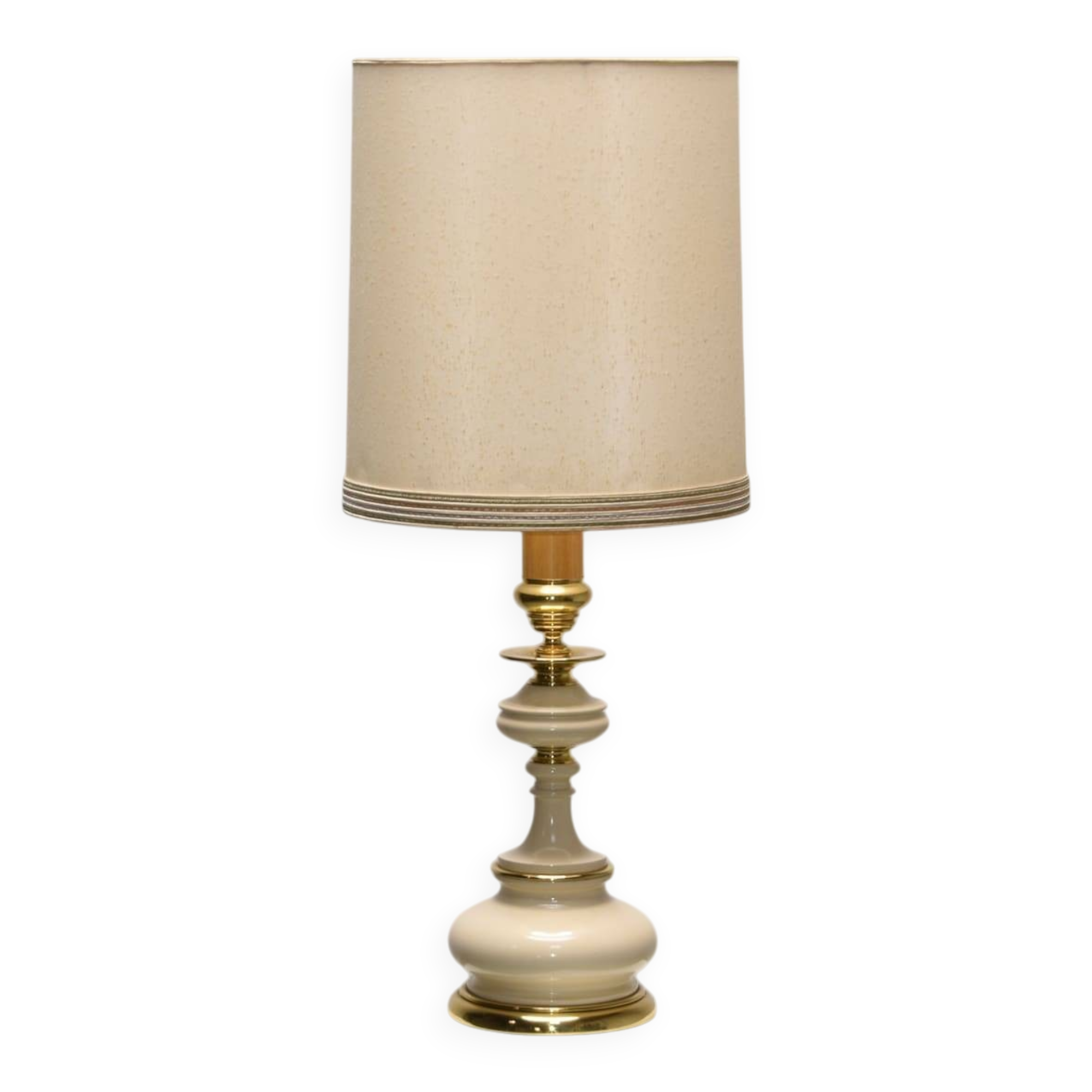 Lampe Cenacchi surdimensionnée beige et or. Vers 1980.