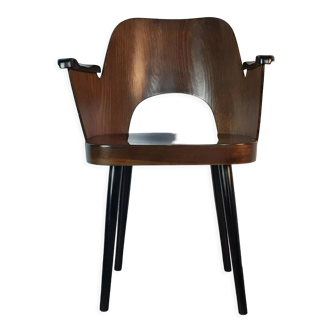 Walnut armchair design Oswald Haerdtl by TON, czech vintage 1950s